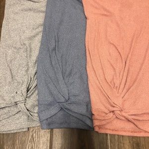 Blue, Gray, and pink shirts
